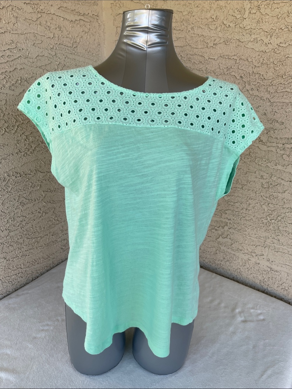GAP Mint Eyelet Yoke Cap-Sleeve Tunic